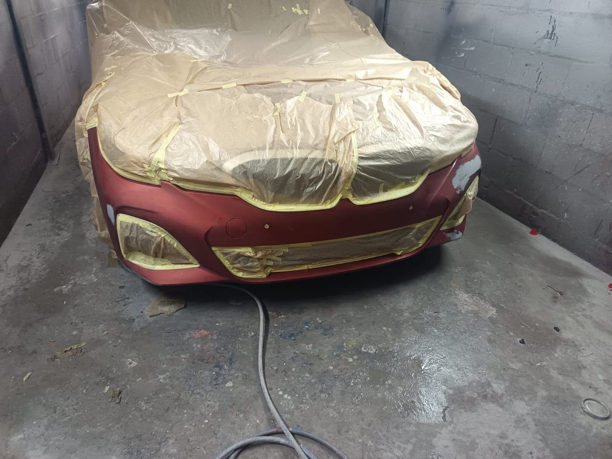 BMW 3 Series bumper masked during repaint