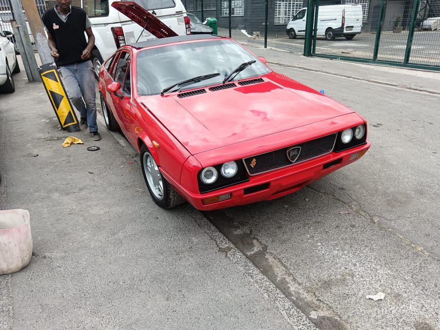 Classic Lancia after full respray, finished and outside